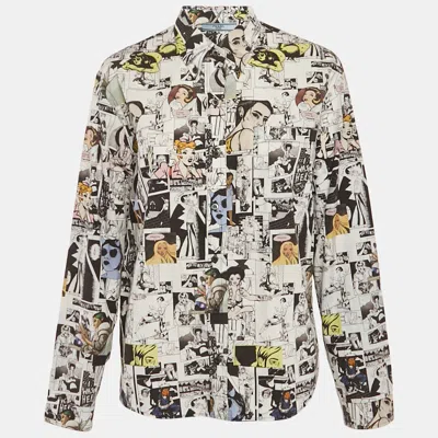Pre-owned Prada X Brigid Elva White Comic Print Cotton Shirt M
