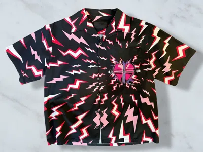 Pre-owned Prada X Frankenstein Fw19 Boxy Lightning Shirt In Black