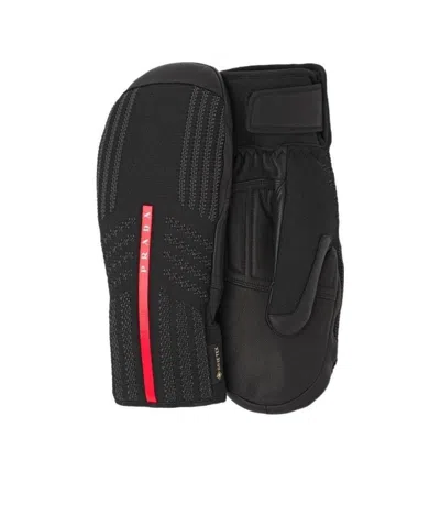 Prada X Gore-tex Logo Mittens In Black