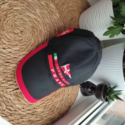 Pre-owned Prada X Racing Prada Vintage Men's Luna Rossa Hat Cap Alice Italia Tim In Black