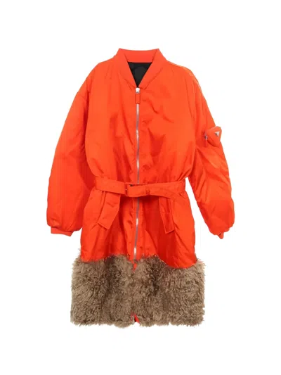 Pre-owned Prada X Raf Simons Re-nylon Coat In Orange