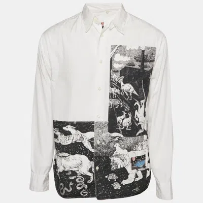 Pre-owned Prada X Survival Utopia White Printed Cotton Shirt M