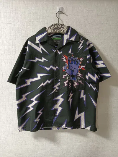 Pre-owned Prada X Universal Studios Frankenstein Hand Logo Button Up Shirt In Black