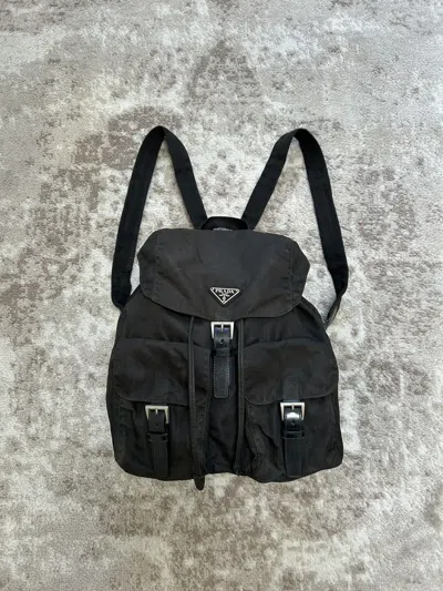 Pre-owned Prada X Vintage Late 90's Prada Large Nylon Backpack / Rucksack In Black