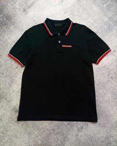 Pre-owned Prada X Vintage Prada Red Tab Polo T Shirt Vintage In Black