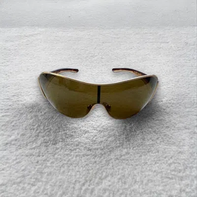 Pre-owned Prada X Vintage Prada Sunglasses Rhinestones Spr 52h In Brown Gold
