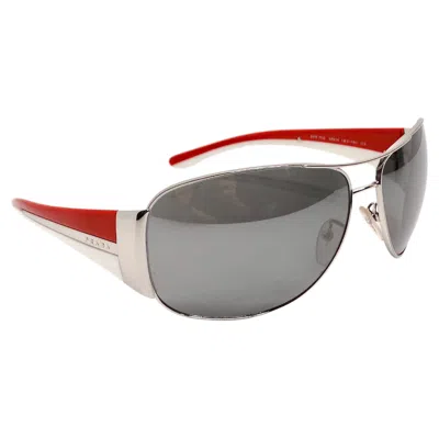 Pre-owned Prada Y2k Sport Aviator Mirrored Red & White Sunglasses