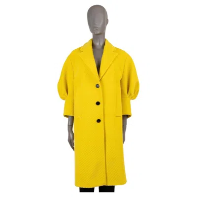 Pre-owned Prada Yellow 2021 Puff Sleeve Corduroy Velvet Coat Jacket 38 Xs