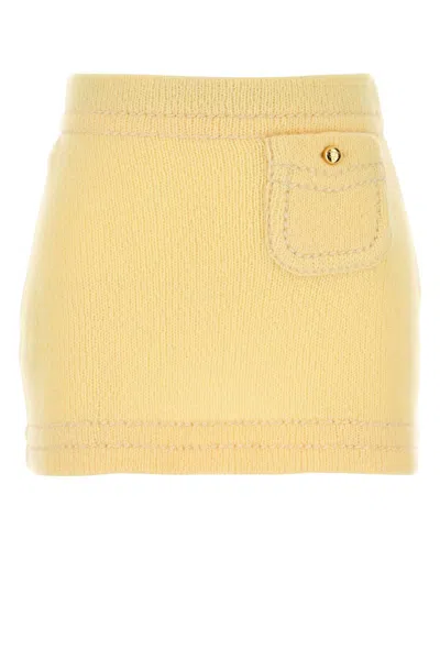 Prada Yellow Cashmere Mini Skirt In Animal Print
