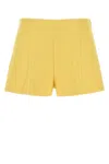 Prada High-waisted Cotton Shorts Seam Detailing In Yellow