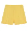 Prada High-waisted Cotton Shorts Seam Detailing In Yellow