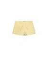 Prada Logo Patch Double Mini Shorts In Yellow