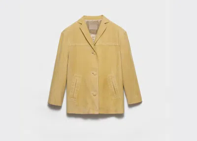 Prada Yellow Lambskin Jacket In Brown