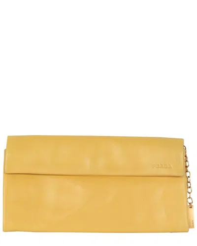 PRADA PRADA YELLOW LAMBSKIN LEATHER ENVELOPE CLUTCH (AUTHENTIC PRE-LOVED)