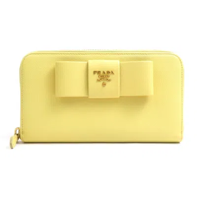 Pre-owned Prada Yellow Leather Long Wallet (bi-fold) ()