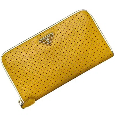 Pre-owned Prada Yellow Leather Long Wallet (bi-fold) ()