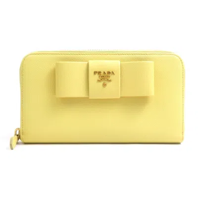 Pre-owned Prada Yellow Leather Long Wallet (bi-fold) ()