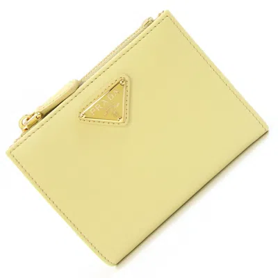 Pre-owned Prada Yellow Leather Wallet (bi-fold) ()