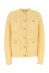 Prada Multiple-pockets Cashmere Cardigan In Yellow