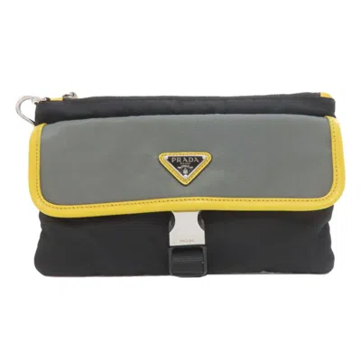 Pre-owned Prada Yellow Nylon Clutch Bag () In Multi