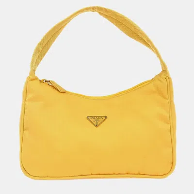 Pre-owned Prada Yellow Nylon Handbag