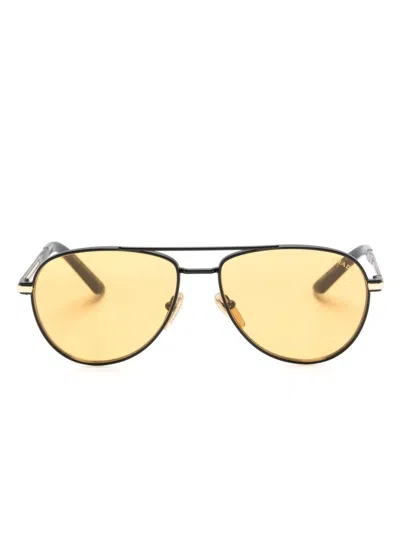 Prada Yellow Pilot-frame Sunglasses In Black