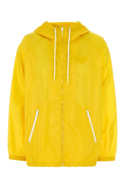 Prada Yellow Raincoat In Lightweight Re-nylon In Multi