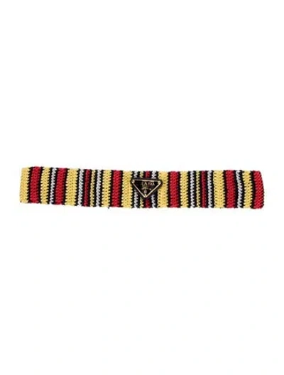 Pre-owned Prada Yellow Red And Multicolored Crochet  Headband