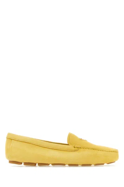 Prada Woman Yellow Suede Loafers