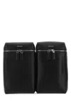 Prada -style Leather Backpack For Men With Silver-tone Hardware In Black