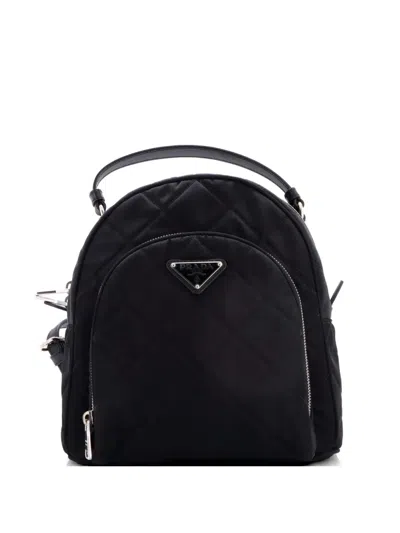 Pre-owned Prada Zaino Quilted Tessuto Backpack In Black