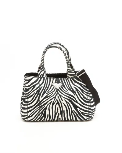 Prada Zebra Canapa Tote Bag In Red