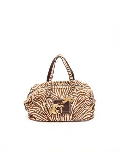 Prada Zebra Fur Shoulder Bag In Multi