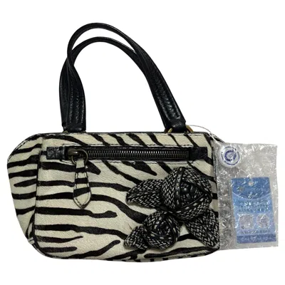 Pre-owned Prada Zebra Print Ponyhair Calfskin Leather Handbag In Black