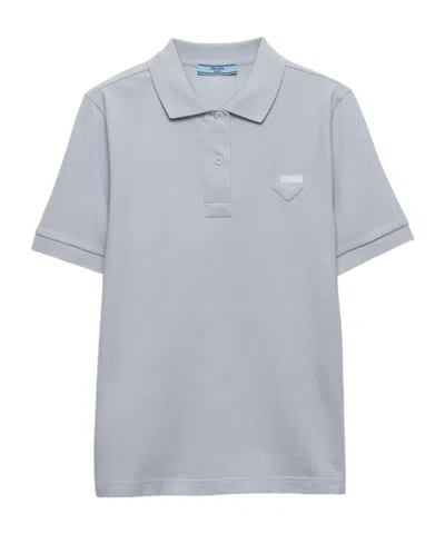 Prada Zhudi Cloth Polo Shirt In Light Blue