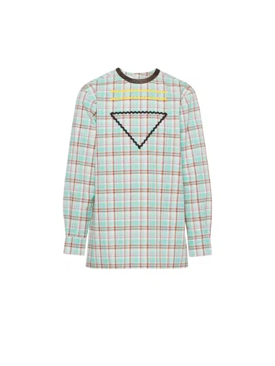 Prada Zigzag Cotton Shirt In Weiss