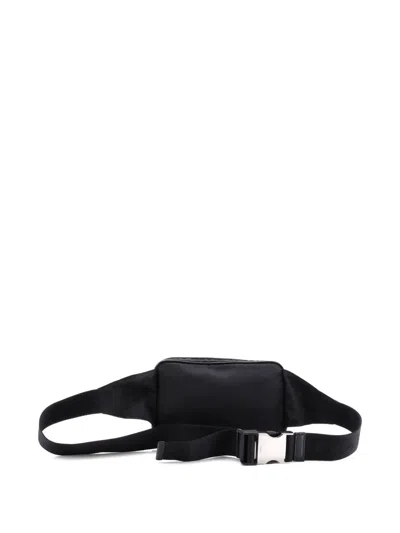 Pre-owned Prada Zip Around Front Pocket Re-nylon With Leather Belt Bag In Black