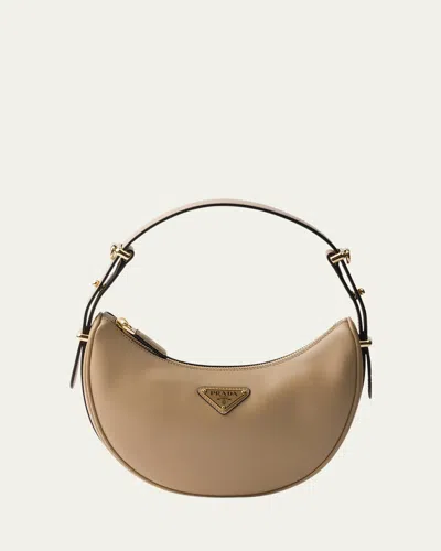 Prada Zip Calf Leather Shoulder Bag In F02yp Sabbia N