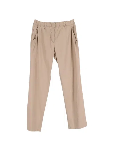 Pre-owned Prada Zip Cotton Trousers In Neutral