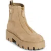 Prada Zip Front Lug Bootie In Brown