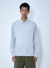 Prada Technical Fabric Shirt With Striped Pattern In Blue