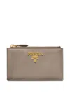 Prada Zip Metal-lettering Card Holder In Multi