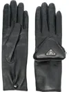 Prada Zip-pocket Leather Gloves In Black