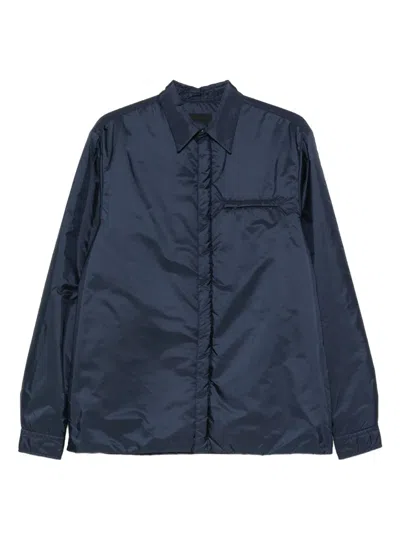 Prada Zip-pocket Overshirt In Blue