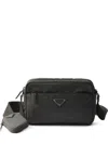 Prada Zip Pouch Woven Strap Shoulder Bag In Black