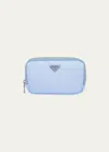Prada Zip Recycled Nylon Wallet In F0076 Celeste