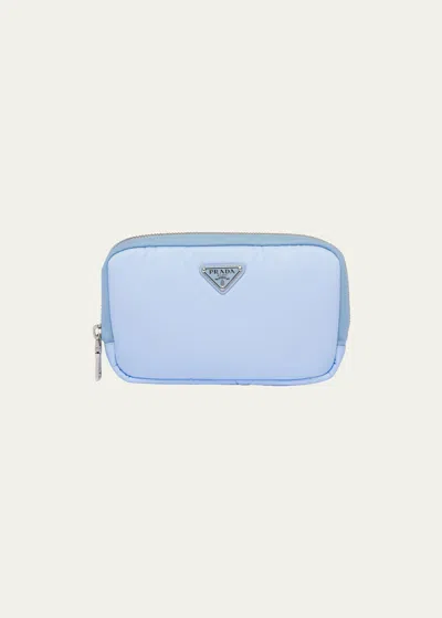 Prada Zip Recycled Nylon Wallet In F0076 Celeste