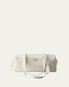 Prada Zip Soft Grain Leather Shoulder Bag In F0009 Bianco