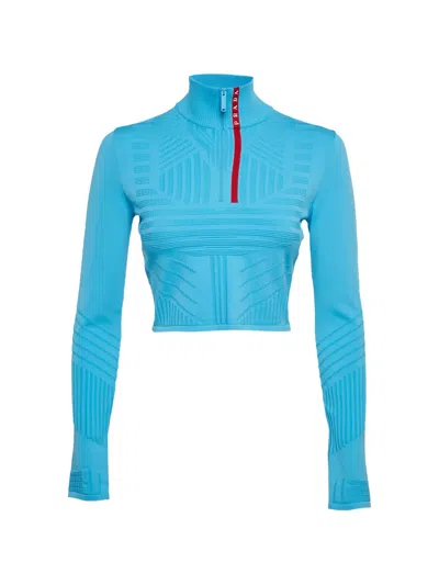 Pre-owned Prada Zip Top In Blue