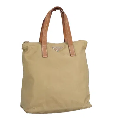 Pre-owned Prada Zip Tote Tessuto Nylon Bag () In Sand